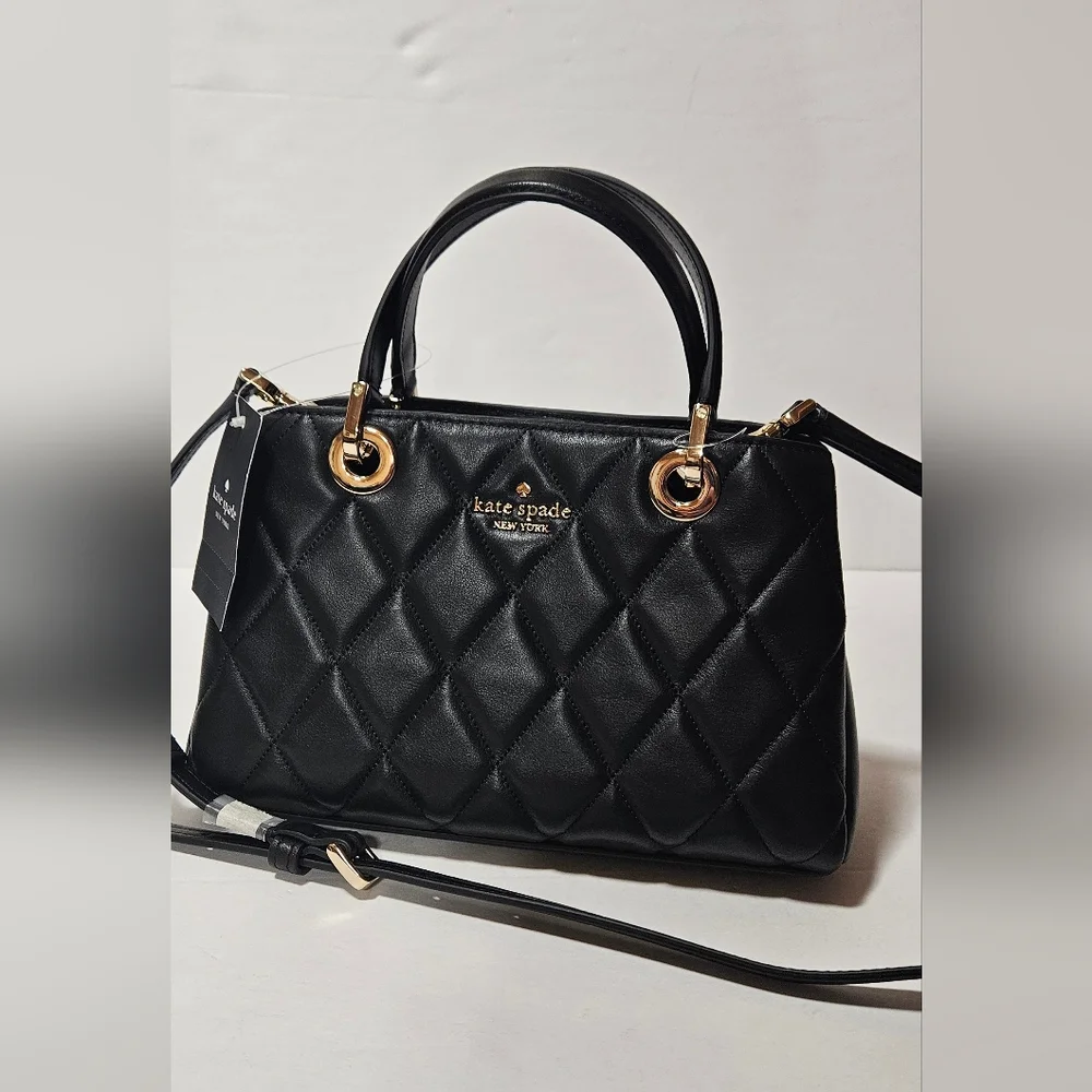 NWT Kate Spade Carey Small Quilted Sullivan Satchel Black - Picture 2 of 7